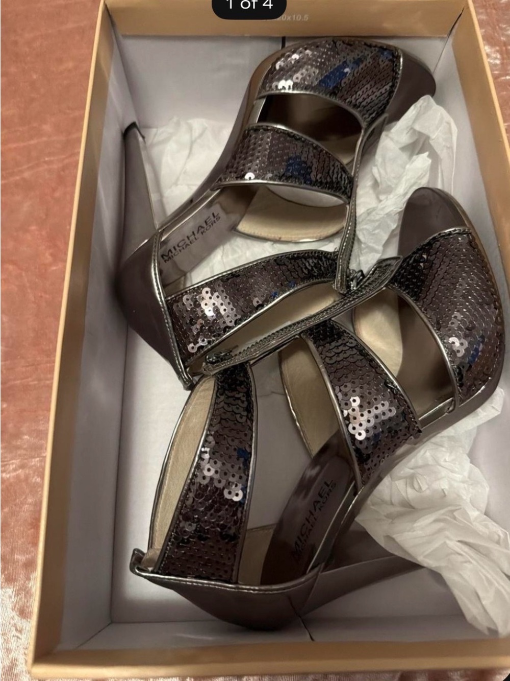 Michael Kors Silver Sequin Wedge Sandals